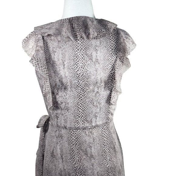 NEW Banana Republic Size 2 W Animal Print Chiffon Ruffle Sleeveless Wrap Maxi - Picture 5 of 16